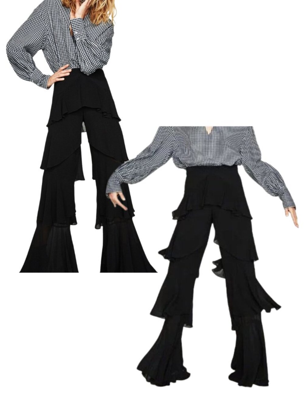 Zara Woman Layered Ruffle Pants